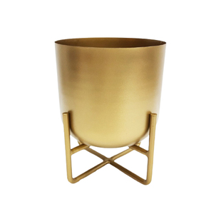 Planteur rond décoratif de salon avec support, Pot de jardin en couleur Nickel mat, taille Standard, Design moderne, très fait à la main - Product Image 6