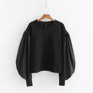 Aireebay — sweat à capuche noire pour femme, haut court, surdimensionné, printemps, automne - Product Image 2