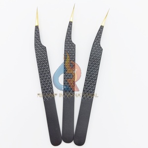 Pince à cils professionnelle en acier inoxydable de marque privée couleur noire or pointe pointue emballage personnalisé de précision Durable - Product Image 2