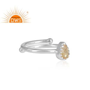 ลูกแพร์ธรรมชาติตัดซิทรินแหวนพลอยเครื่องประดับผู้ค้าส่ง925ปรับแหวนเงินผู้ผลิตเครื่องประดับ - Product Image 3
