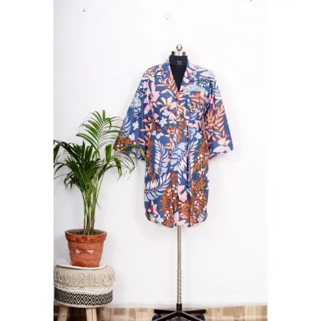 Women Wrap Shirt Sleepwear Maxi, Wedding and Party Wear Floral Print Women Ethnic Luxury Dress Indian Cotton Long Shirt Dress