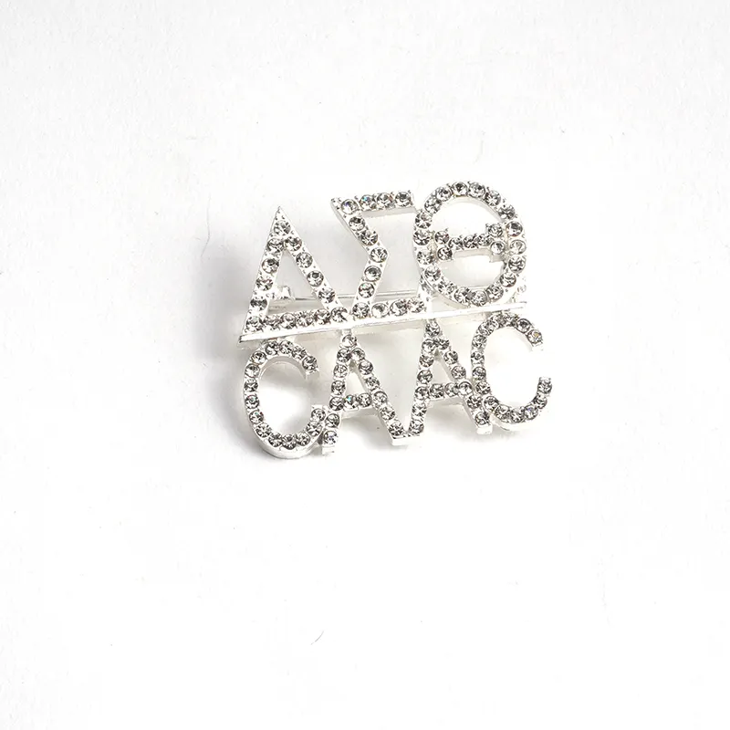 Broche personalizado con letras iniciales para mujer, broche con nombre y diamantes de imitación de cristal, venta al por mayor