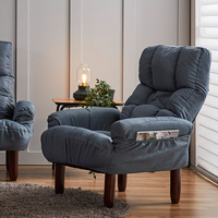 Fauteuil pliant japonais Tatami moderne avec dossier inclinable réglable et pieds en bois massif, en tissu