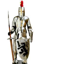 Traje de Armadura Medieval para Caballero, Armadura Completa de Combate de Cruzado, Plateado Pulido, Traje Masculino - Product Image 6