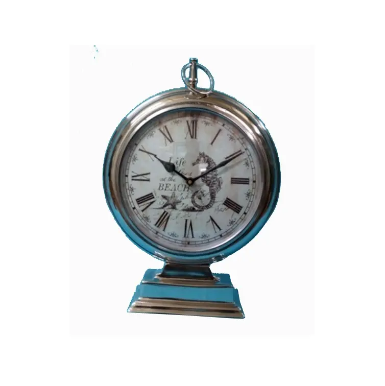 Nickel Plated Aluminium Classic Desk Clock Antique Watch Style Round Vintage customized Table clock Handmade For Home Hotel