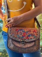 Ins — sac à main gitane en cuir, style indien, sacoche à bandoulière, Banjara Boho, sacs de travail Patch