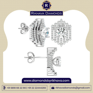 Pendientes de diamantes personalizables con hermoso diseño hexagonal en varios tamaños garantizado al mejor precio - Product Image 3