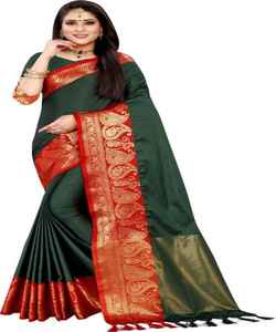 Banarasi soie Jacquard Saree avec chemisier femmes portent des dames fête Festival tenue quotidienne doux coton soie Sari en gros bas prix ApparelGarment - Product Image 1