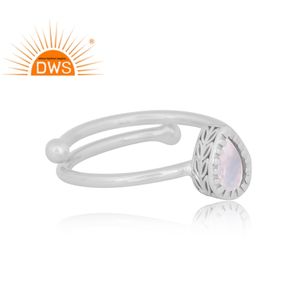 Anillos de plata de ley 925 con piedra lunar de arcoíris Natural, joyería de alta calidad - Product Image 3