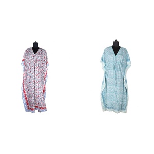 Women's Multi-Color Silk Printed Stylish Long <b>Kaftan</b> - Product Image 1
