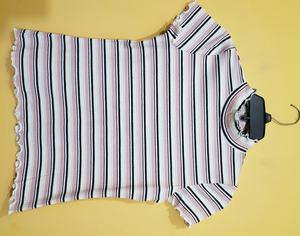 T-shirt rayé à manches courtes pour femmes à la mode de meilleure qualité 100% Exportation écologique orientée du Bangladesh - Product Image 4