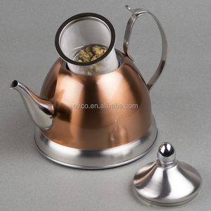 Nobili-<b>Tea</b> 1.0 Qt. Stainless Steel <b>Tea</b> <b>Kettle</b> with Removable Infuser Basket in Copper Color - Product Image 3