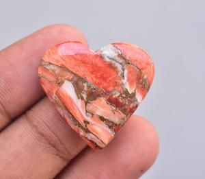 Arizona Turquoise Heart Cabochon Wholesale Turquoise Heart Shape Gemstone Sponge Coral With Copper Turquoise Heart Cabochon - Product Image 2