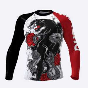 Vente en gros de vêtements de jiu jitsu imprimés par sublimation personnalisés Rash Guard à manches courtes Bjj MMA Rush Gu équipement de jiu jitsu de qualité supérieure - Product Image 4