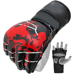 Guantes de MMA con logotipo personalizado de la mejor calidad, guantes de boxeo de medio dedo con palma abierta y cierre de encaje de cuero, excelente protección - Product Image 3