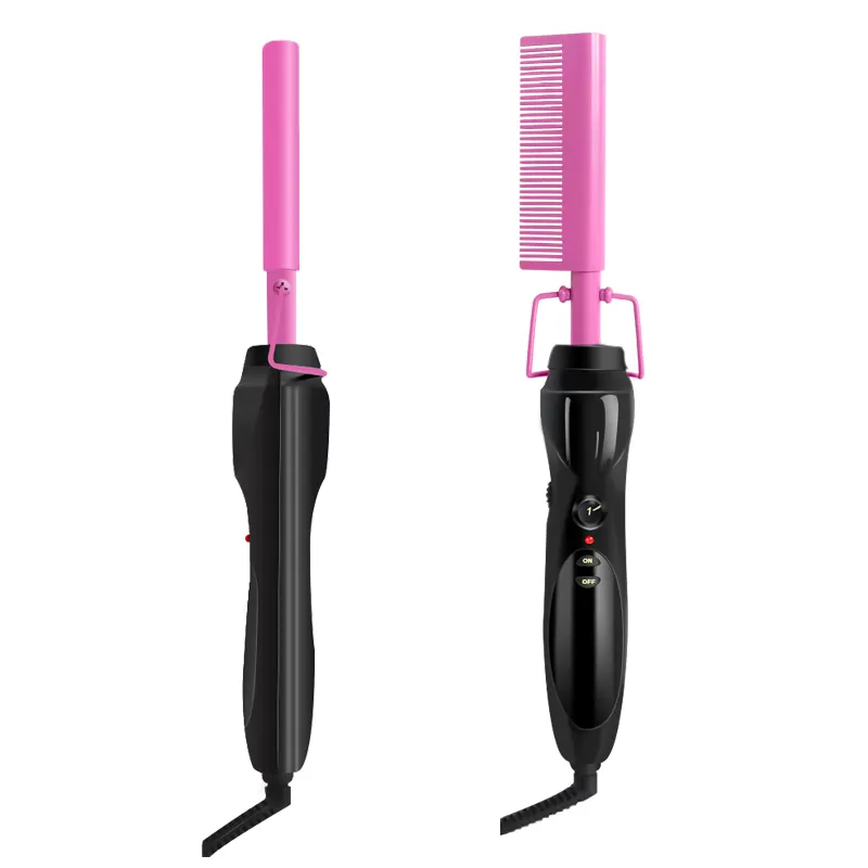 Amazon — peigne électrique rose pour cheveux, brosse à lisser, logo personnalisé, nouveau design,