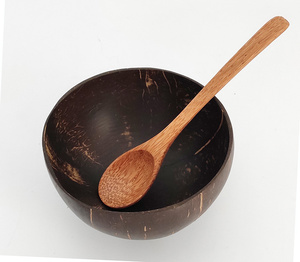 Bols à salade en coque de noix de coco biologique avec ensemble de cuillères, motif rond, vente en gros, logo personnalisé, prix bas, fabriqué au Vietnam - Product Image 4