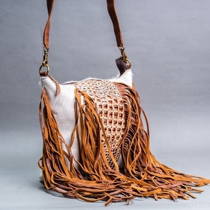 LW Genuine Leather Handcrafted <b>Tote</b> Effect Tooled Cowhide Leather Purse Cow Hide Leather Bag - Product Image 2