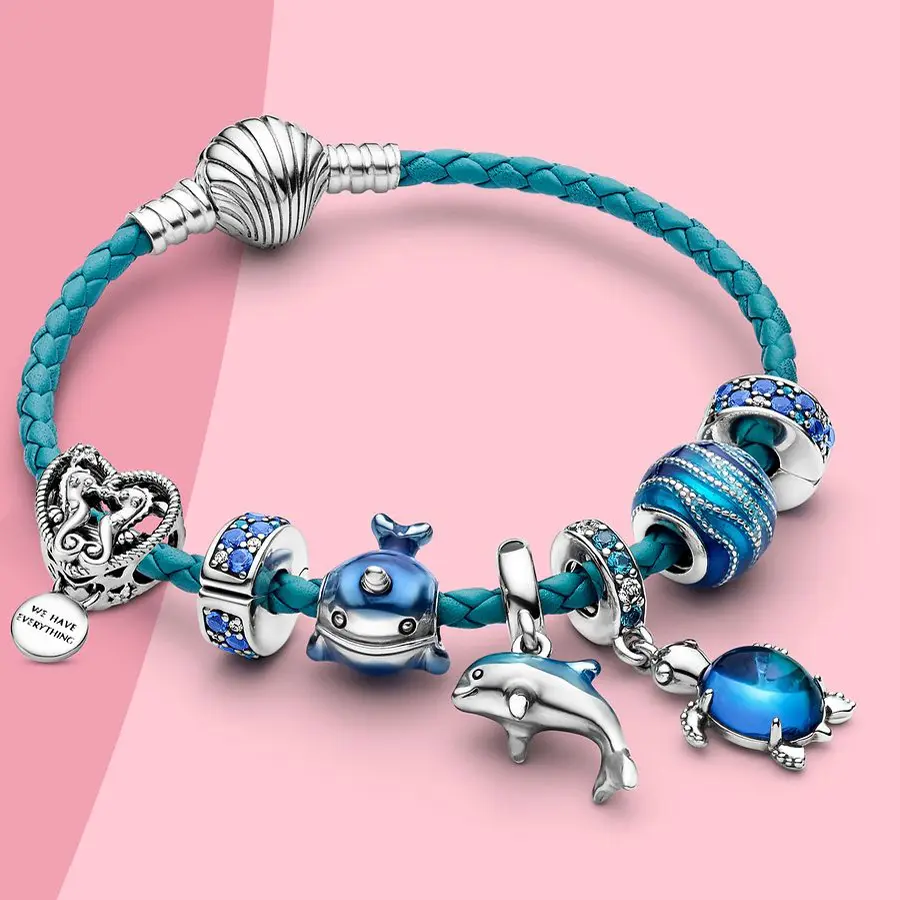 MEENOY 2021 New Murano Glass Rùa Biển Dangle Bead Fit Gốc Pandora Charms Bạc 925 Bracelet DIY