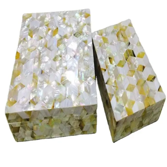 Hot Selling Homeware Diamond Mother of Pearl Shells Boxes by Lametierartz factory making products at very cheap price