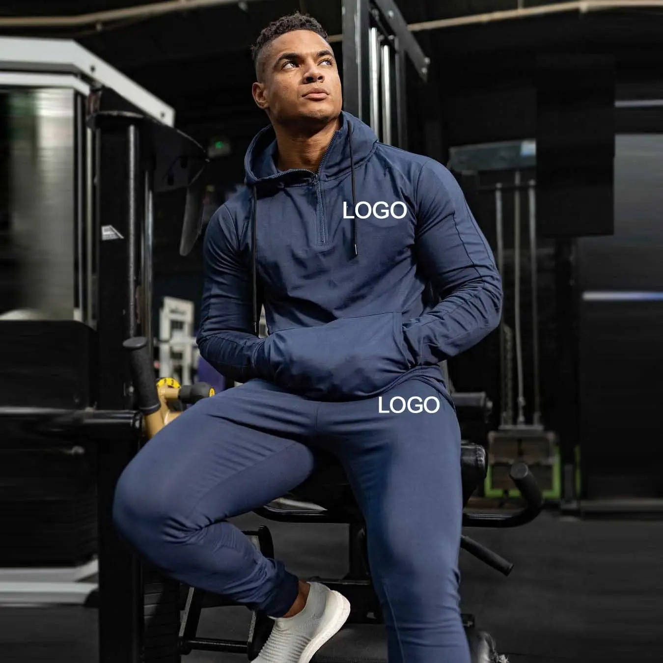 Custom Logo Blank Pullover Mens Sweat suit with Hoodie Cotton Plain Slim Fit Jogging Track Suits Men Sports ActiveWear Wholesale