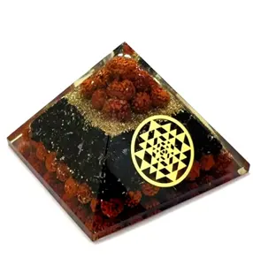 Original negro turmalina ágata flor de la vida símbolo Rudraksha orgón pirámide - Product Image 1