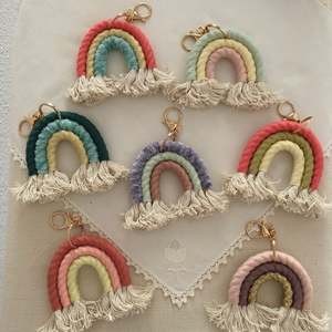 Trendy Rainbow Macrame Keychain - Product Image 1