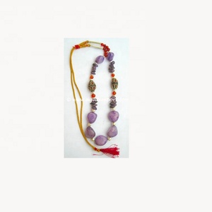 สร้อยคอประดับลูกปัดหินอาเกตย้อมสีโรสโกลด์สไตล์ชาติพันธุ์ขายส่ง - Product Image 1