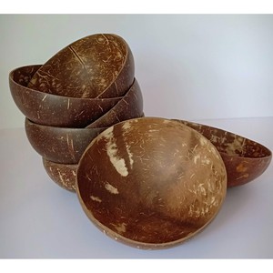 Bol à manger en noix de coco rustique non poli naturel écologique décoration murale de style maison fabriqué au Vietnam - Product Image 5