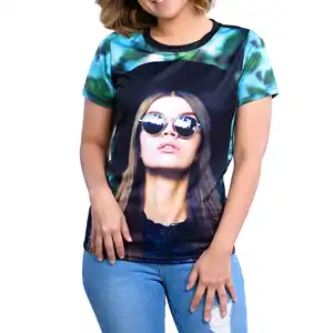 女性服卸売カスタムフルプリントTシャツ女性用高品質プラスサイズ通気性グラフィックTシャツ