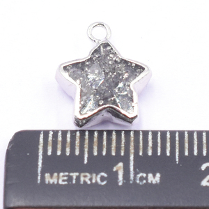 Pendentif en pierre de soleil noire de 14 à 16 mm avec bélière en forme d'étoile plaqué argent pour la fabrication de bijoux - Product Image 3