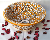 Lavabo marocain fait à la main évier en céramique orange peint à la main vasque marocaine personnalisée disponible 10
