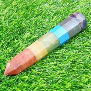 Wholesale Best Quality Natural Crystal Gemstone Seven Chakra Bonded Point <b>Wand</b> Quality Crystal <b>Massage</b> <b>Wand</b> for Sale - Product Image 6