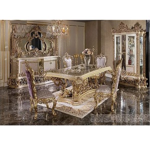 Juego de Muebles de Comedor de Madera de Teca Tallada, Estilo Clásico Moderno, Duradero, Tamaño Personalizable, Color Personalizado, OEM Disponible - Product Image 1