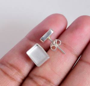 Pendientes de Plata de Ley 925 con forma de rectángulo hechos a mano, pendientes de 8 MM, joyería fina delicada al por mayor para mujer - Product Image 1