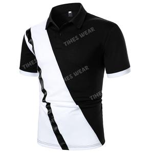 Media manga de algodón 100% de calidad superior para hombre para Polo, diseño de bloque de Color sólido, característica antiarrugas hecha de Jersey - Product Image 1