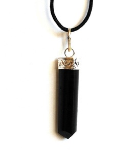 Colgante de collar de piedra de cristal obsidiana negra auténtica - Product Image 2