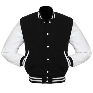 Veste universitaire personnalisée hommes vestes universitaires noir et blanc disponibles à la fois polyester et coton matériel mémoire bobble softshell - Product Image 1