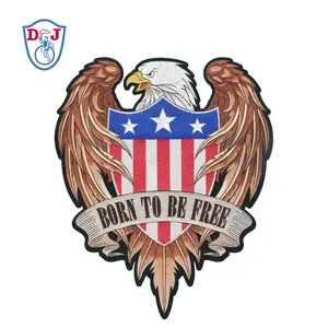 Embroidery Patch 15.7" Sew On Biker Back Patches Born-to-be-free Eagle Embroidery Emblem Design Large Patches For Jacket