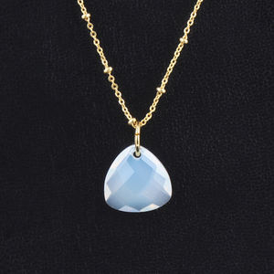 Collar con colgante de piedras preciosas de ópalo, cadena de cuentas hecha a mano de briolette, trillón de 15mm - Product Image 3