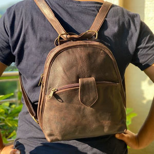 Handmade Full Grain Crunch Leather <b>Backpack</b> Two in <b>One</b> Messenger Bag Unisex - Product Image 1