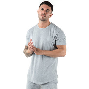 Nouveaux hommes coton à manches courtes T-Shirt Fitness Slim Patchwork noir T-Shirt ourlet incurvé hommes Gym T-Shirts - Product Image 1