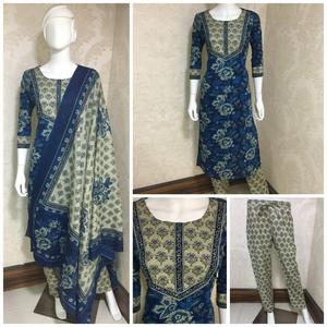 Vestido de algodón con estampado de bloque a mano para mujer, conjunto de ropa informal étnica, kurti indio, con platzo y dupatta - Product Image 4