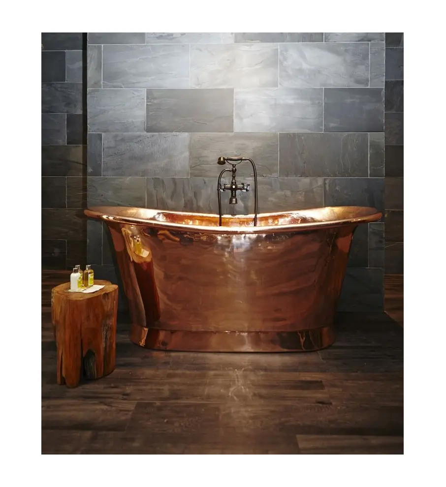 100% तांबा स्नान टब बाथरूम आधुनिक फर्नीचर के लिए स्नान हस्तनिर्मित शावर परदा हॉट टब