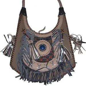 Lederen Banjara Schoudertas Met Suede Fringe