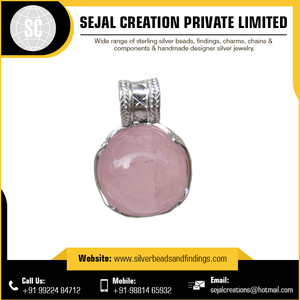 Vente en gros de pendentifs en argent sterling 925 avec pierre précieuse en quartz rose - Product Image 2