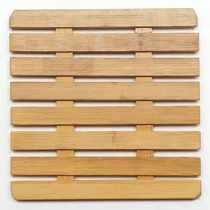 Pad in bambù di forma quadrata 15x15x0.7cm con rivestimento per uso alimentare durevole lavabile in lavastoviglie e facile da pulire Made in Taiwan, cina