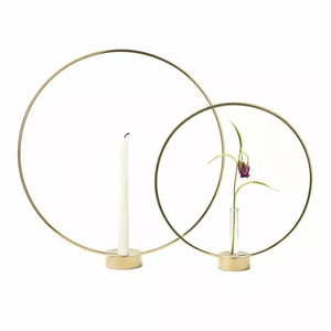 Candelabro de metal con acabado dorado para fiesta de boda, soporte de mesa decorativo, elegante - Product Image 2