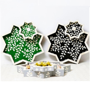 Hueso de incrustación de bandeja de servir comida Rectangular epoxi diseño Floral bandeja resina incrustaciones de bandeja para decoración de cocina por Axiom acentos para el hogar - Product Image 4