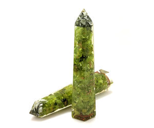 Obélisque naturel de générateur d'orgone de péridot-Pierre de richesse et de renouvellement émotionnel-Reiki chargé de citrine pour l'énergie du succès - Product Image 1
